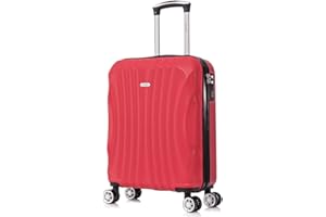 RAYKONG Maleta de Cabina ABS 55x40x20cm (44L) - Maletas de Viaje Pequeñas Ligeras 20 Pulgadas - Rojo
