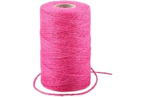 G2PLUS Rose Pink Jute String Twine 2MM, 100M Natural Garden Jute Rope, 3 Ply Art and Crafts Linen String for DIY Craft; Gardening Use