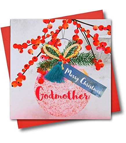Hunts England Biglietto Di Natale Per Madrina – 'To A Special Godmother' – Formato 148x148 Mm, Con Busta, Carta Di Qualità, Interno Vuoto