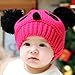 Cute Baby Girl Boy Winter Warm Panda Shape Knitted Wool Crochet Beanie Hat Cap(hot pink)