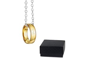 JUGUTA Herr der Ringe Anhänger Halskette Kette Cosplay 'The One Ring to Rule Them All'Hobbit Elf Elven Goldring Gandalf Keltisches Amulett Kette 60cm