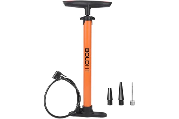 Boldfit Bicycle Pump Long Cycle Pumps for Bicycle and Bike Tyre Football Air Pump with Needle for Basketball Floor Tyre Inflator Football Pumper for Ball with Needle (BiCyclePump)