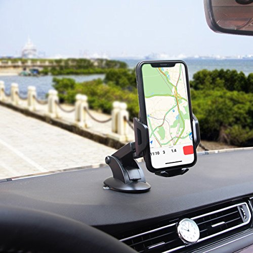 Meeaja Car Phone Mount, supporto per telefono per auto cruscotto con un pulsante di sgancio, compatibile con iPhone 6S Plus 6S x 8Â 7Â 7s, Samsung Galaxy S6Â Edge S8Â S7Â S6, Nexus, e altri smartphone popular (nero)
