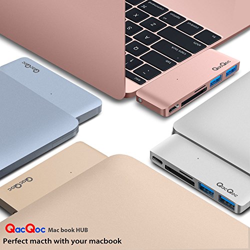 GN21B Typ-C Hub USB C Adapter mit 1 USB-C Anschluss (Stromversorgung), 1 SD-Karte Steckplatz, 1 Mikro-SD Steckpatz und 2 Superspeed USB 3.0 Ports Aluminiumgehäuse geeignet für MacBook, MacBook Pro, Google Chromebook, Hua Wei Matebook (Grau) - 6