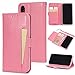 Produktbild Leder Handyhülle für iPhone X,iPhone XS Hülle Rosa,FNBK Horse Card Holster PU Leder Handyhülle Magnetisch Flip Klapphülle Brieftasche Hülle Karte Schutzhülle Tasche Case Cover für iPhone X/iPhone XS