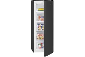 Bomann® Gefrierschrank 143cm I 4 Sterne-Gefrierfach I Temperaturbereich: ≤ -18°C I Tiefkühlschrank leise 40dB I wechselbarer Türanschlag I Gefrierschrank gross I 168L Freezer I GS 7364 schwarz-inox