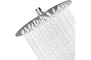 Rain Shower Head High Pressure,WOOPHEN 8 Inch 304 Stainless Steel Rainfall Showerhead, Mirror-Like Look,Swivel Spray Angle, Voluptuous Shower Experience, Easy Installation, Chrome Finish