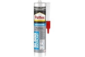 Pattex Sigillante Silicone Acetico Multiuso SL 500, Antimuffa, per Sanitari, Docce, Cucine, Bagni, Piastrelle in Ceramiche, Serramenti, Installazioni Idrauliche, Sigillante Nero, Cartuccia da 300 ml
