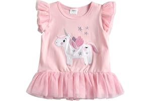 VIKITA Camiseta para Niña Bonita Camiseta Floral de T-Shirt Animales Lentejuelas para Niños 2-10 años