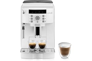 De'Longhi Magnifica S ECAM22.110.W, Machine à Café Automatique, Mousseur à Lait Réglable Manuellement, Espresso à Grains, 2 Recettes de Café, Contrôle de la Température, 2 Expressos à la Fois, Blanc