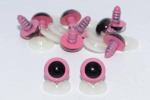 celloexpress 20mm Pink Eyes with Plastic Backs - Safety Eyes for Soft Toy or Teddy Bear Making - Pack of 5 Pairs