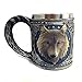 Produktbild K&C Edelstahl Trinkbecher Wildlife Resin Futter Kreative Retro 3D Wolf Design Wein Cup 450ML