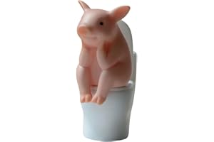 Générique Grisstaty - gris hukande på toaletten | Mini grisfigur, gris kontorsdekorationer, djurträdgårdsdekoration