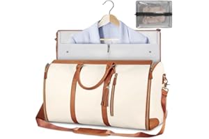 Mesen Podróżne torby na odzież dla kobiet, składana torba na bagaż podręczny, skórzane podróżne torby na odzież z torbą na buty, 2 w 1 wisząca składana walizka Torby podróżne (beżowe)