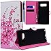Produktbild Yokata Samsung Galaxy Note 8 Hülle Leder Premium Handy Schutzhülle Flip Case Lederhülle Bunte Retro Wallet Tasche mit Kartenfach Ständer Halter und Magnetverschluss Brieftasche Etui Schale Weiche Silikon Backcover Innere Schutz für Galaxy Note 8 Cover + 1 x Yokata Kapazitive Feder - Plum Blume Muster Weiß und Rosa