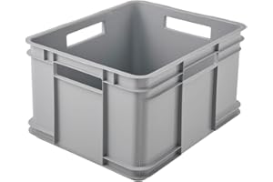 keeeper Boîte de Transport avec poignées, Euro-Box XL, 28 l, 43 x 35 x 24 cm, Bruno Eco Line, Gris (Eco Stone Grey)