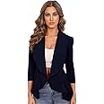 KOTTY Women's Single Breasted Relaxed Fit Shawl Collar 3/4 Sleeve Blazer