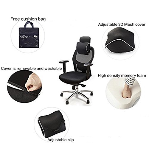 EPMIC Gedächtnis-Schaum-Auto-Kissen, Ansatz-Kopf-Stützkissen, Ergonomisches Auto Nackenkissen,Reise-Kissen, Auto-Kissen, Masche-Gewebe, geeignet für Stuhl - 4