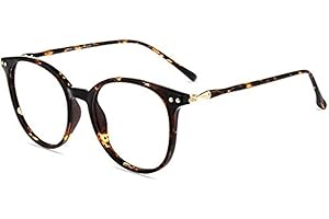 Firmoo Gafas Luz Azul para Mujer Hombre, Gafas Filtro Antifatiga Anti-luz Azul y Gafas Bloqueo Luz Azul contra UV400 Ordenador de Gafas Redondo Clásico Montura TR90