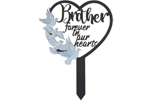 BIGTREE Metal Brother Memorial Stake Grave Dove Decorations for Cemetery Gravesite Sympathy Markers Waterproof Memorial Gifts for Loss of Brother Tombstones Plaque Outdoors Lawn Yard Decor (Brother)