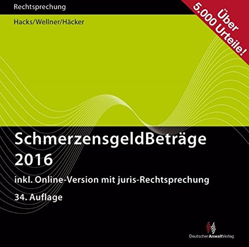 Preisvergleich Produktbild SchmerzensgeldBeträge 2016, CD-ROM Über 5000 Urteile. inklusive Online-Version mit juris Rechtsprechung