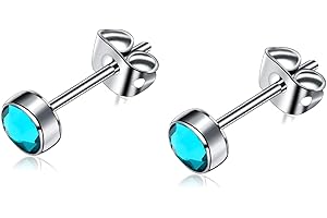 ARTSKIN Orecchini a bottone in titanio G23 per orecchini da donna Orecchini a bottone con zirconi ipoallergenici in cristallo 3mm/4mm/5mm/7mm Orecchini da uomo per orecchie sensibili