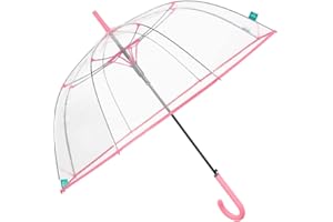 PERLETTI Grand Parapluie Transparent Femme Fille Motif Paris - Ouverture Automatique Coupole en PEG - Parapluie Dame Romantique Elégant Incassable Coupe Vent - Diamètre 89 cm