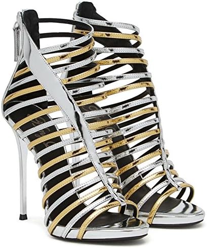 Elobaby Women's Shoes PU Zipper Spring Summer Fall Club Shoes Sandals Stiletto Heel Peep Toe Casual Dress Party &amp; Evening White, White, 44