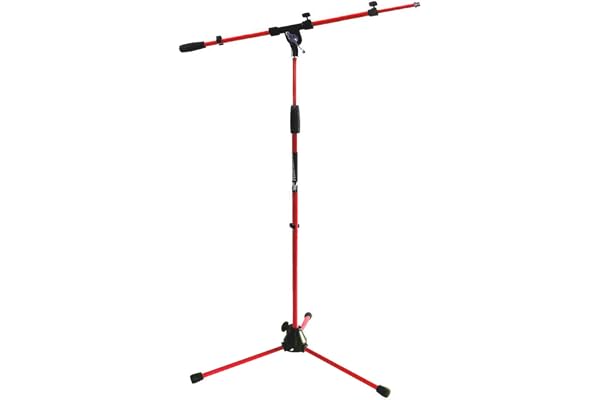 Keepdrum Ms106 RD Rouge Pied de micro avec perche, Base en métal