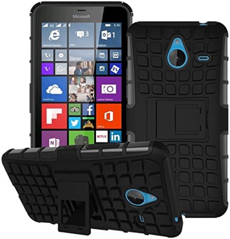 Microsoft Lumia 640XL Case, TERF Impact Resistant Rugged Armor Dual Layer Hybrid Hard Back Shockproof Case Cover For Microsoft Lumia 640XL - Black