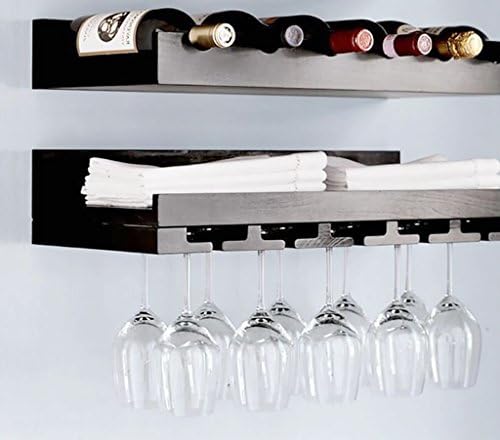 Wine Rack Vintage Wood Wine Racking Wall Wine Rack Wall Hanging Wine Cooler Creative Goblet Rack Wine Rack ( Color : Black , Material : Solid Wood )