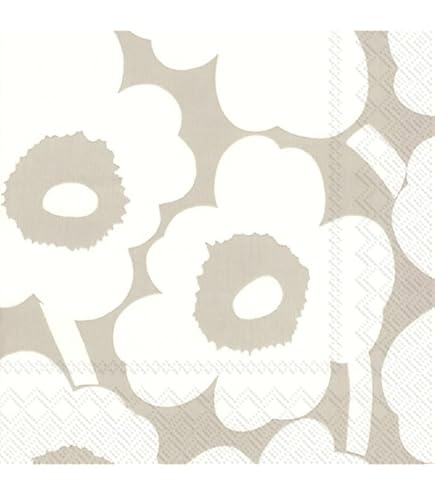 Boston International Marimekko IHR Lot De 20 Serviettes En Papier Triple épaisseur, Taille Cocktail, Blanc Orkanen Blanc/vert