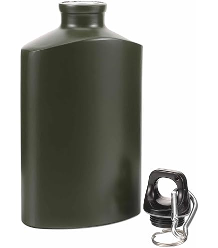 Gourde Aluminium 500 Ml - Couleur Vert Armée - Anti-fuites - Clip Inclus - Randonnée Camping - 9