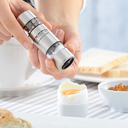 PEARL 2in1-Mini-Salz- und Pfeffermühle aus Edelstahl mit 2 Keramikmahlwerken - 3