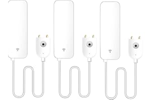 Luminea Home Control Wasserwächter: 3er-Set WLAN-Wassermelder, externer Sensor, App,2 Jr. Batterielaufzeit (Elesion Wassermelder, WLAN Wassersensor, Waschmaschine)