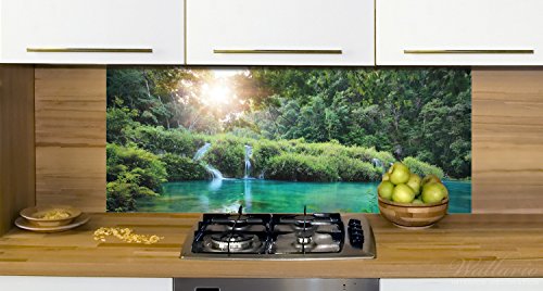 Küchen-Rückwand | Glas mit Motiv Türkisgrüner See im Nationalpark in Guatemala in Premium-Qualität: Brillante Farben, ohne Aufhängung | geeignet zum Verkleben |Spritzschutz Küche Herd Spüle | abwischbar | pflegeleicht - 2