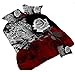 Produktbild 3D Leopard Weiß und Rot Rose Bettwäsche-Set Floral Prints 4Piece Bettbezug Größe Tröster Set für Doppelbett