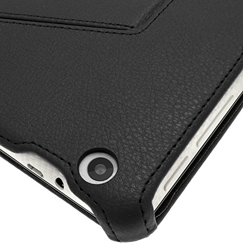 igadgitz Schwarz PU Ledertasche Hülle Cover für Acer Iconia One 7 B1-730HD mit Multi-Winkel Betrachtungs + Handschlaufe + Stylus-Stift Elastischen Halter + Displayschutzfolie - 8