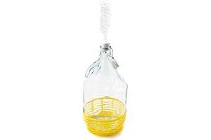 WysKonT Kit de fabrication de vin 5 pièces – 1 ballon en verre de 5 l avec bouchon à étrier en caoutchouc, tubes de fermentation, bouteille en verre, bouteille de vin, bouteille à étrier (1)