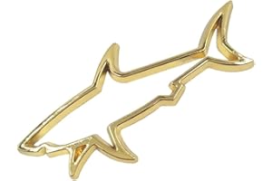 WOO LANDO - Adesivo 3D a forma di squalo in metallo, per auto e moto, resistente alle intemperie, effetto cromato (oro)