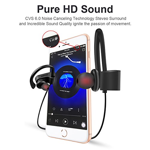 Cuffie Bluetooth V4.1 Arbily Wireless Bluetooth Auricolare In-Ear Stereo Sports Noise Cancelling Cuffie Sportive headphone per Running/ Impermeabile/ Esercizio / sweatproof headset con Microfono per iOS, Android, iPad, Smartphone