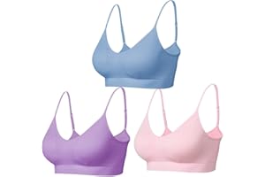 Comfyin Padded Bralette for Women Straps Sleep Bras Seamless Yoga Sport Bras 3 Pack