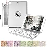 iPad 9.7 2017 keyboard case, Boriyuan Ultra Slim Smart Stand Cover iPad Keyboard Case with 7 Colors Backlit Wireless Bluetooth Keyboard for Apple iPad 9.7 2017 Model, Sliver