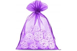 MR PRIME LTD Mr. Prime 100 pcs Organza Gift Bags, 13x18 Jewellery Favour Gift Packing Pouches with Drawstring for Wedding Christmas Festival Birthday Party Gift Packaging (Purple)