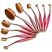 Neverland Beauty 10pcs Hit Color Rose Gold & Rose Red Toothbrush Elite Make-up Brushes Set Powder Foundation Contour with Case Box