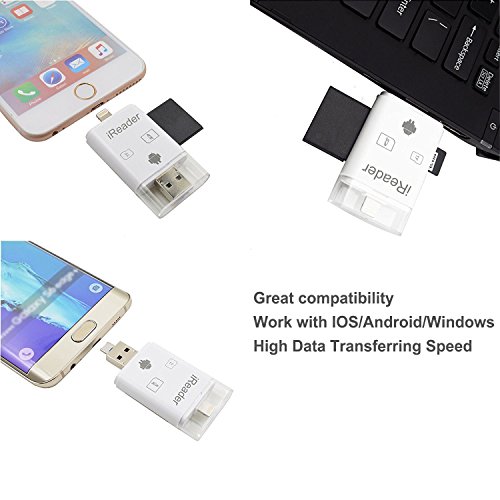 iReader Lightning SD-Kartenleser, Wecodo OTG USB-Micro-SD-Kartenadapter für iPhone, iPad, Mac, Android - 5