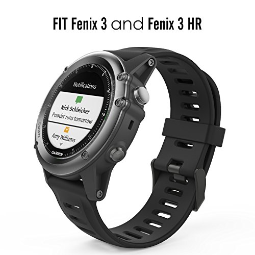 MoKo Garmin Fenix 3 Sport Watch Armband – Silikon Sportarmband Uhr Band Strap Ersatzarmband Uhrenarmband mit Werkzeug für Garmin Fenix 3 / Fenix 3 HR GPS Smart Watch, Schwarz/Grün - 2