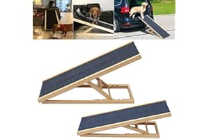 QiMu Haustierrampe aus massivem Holz, 2-fach höhenverstellbar mit rutschfestem Teppich, Sicherheitstiere, Holz-Hunderampe, Oberflächen-Zugangstreppe, Hunderampe, Leiter, Autos, Hochbett, schwarz, 70 x