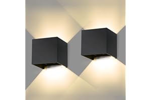 COMELY 2 Pezzi 6W Applique da Parete LED Moderno, Lampada da Parete Interno/Esterno IP65 Impermeabile, Applique Cubo in Alluminio, Angolo del Fascio Regolabile, per Soggiorno, Portico, Bagno, Balcone