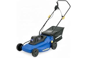 Goodyear - Cortacésped Eléctrico 1800W con Cable, Ancho Corte 40 cm, Motor 3200 RPM, Bolsa 35L, Easy Start, Cortacésped Rotativo Silencioso para Jardines hasta 300m²